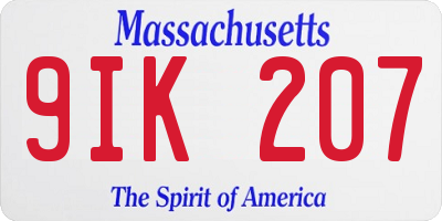 MA license plate 9IK207