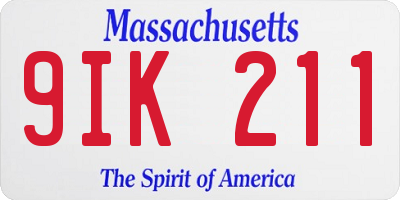 MA license plate 9IK211