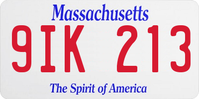 MA license plate 9IK213