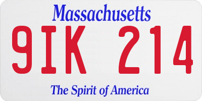 MA license plate 9IK214