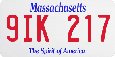 MA license plate 9IK217