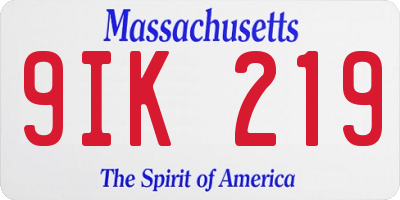 MA license plate 9IK219