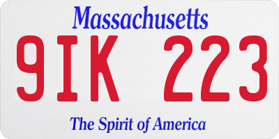 MA license plate 9IK223