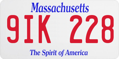 MA license plate 9IK228