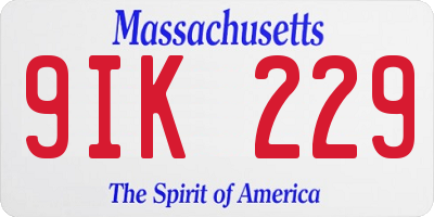 MA license plate 9IK229