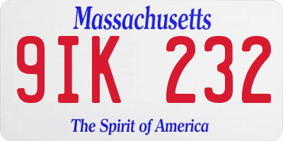 MA license plate 9IK232