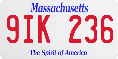 MA license plate 9IK236