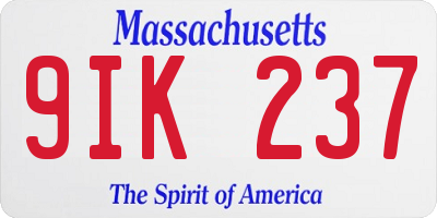 MA license plate 9IK237