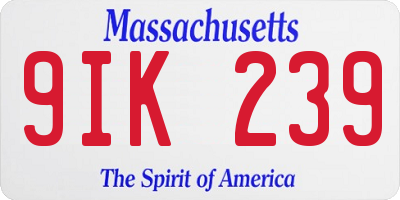 MA license plate 9IK239