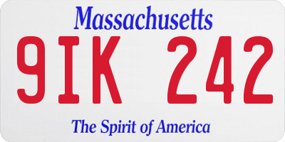 MA license plate 9IK242