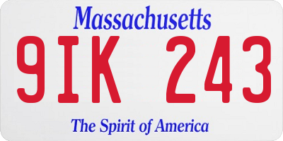 MA license plate 9IK243