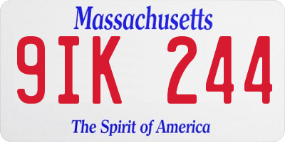 MA license plate 9IK244