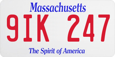 MA license plate 9IK247