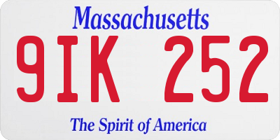 MA license plate 9IK252