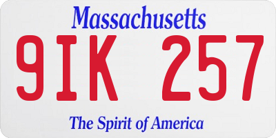 MA license plate 9IK257