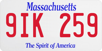 MA license plate 9IK259