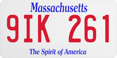 MA license plate 9IK261