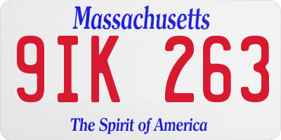 MA license plate 9IK263