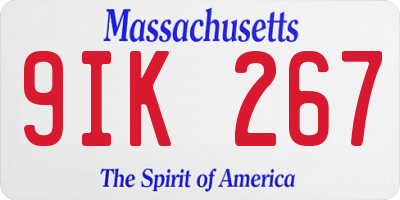 MA license plate 9IK267