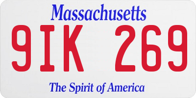 MA license plate 9IK269