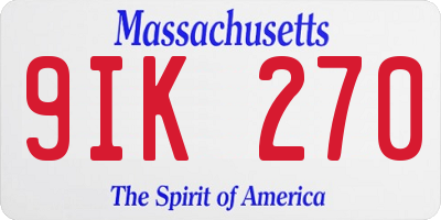 MA license plate 9IK270