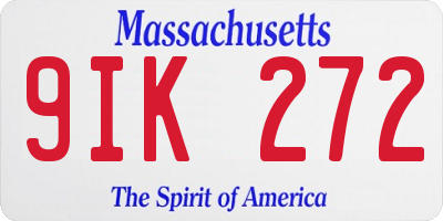 MA license plate 9IK272