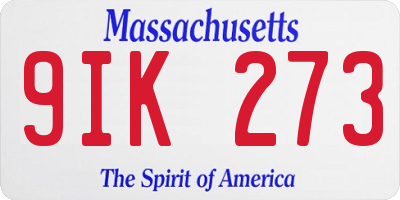 MA license plate 9IK273