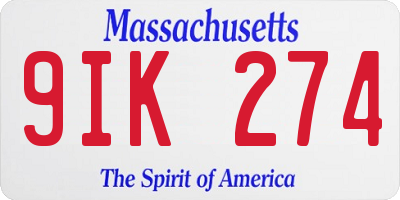 MA license plate 9IK274