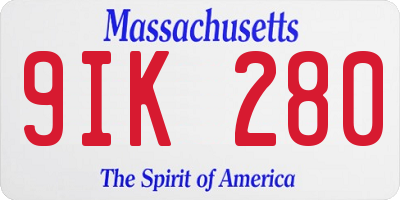 MA license plate 9IK280