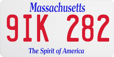 MA license plate 9IK282