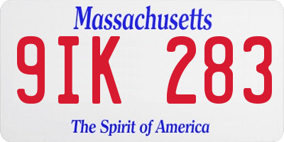 MA license plate 9IK283