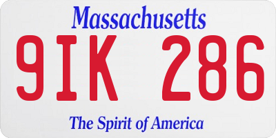MA license plate 9IK286