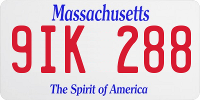 MA license plate 9IK288