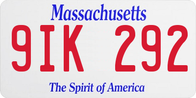 MA license plate 9IK292