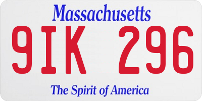 MA license plate 9IK296