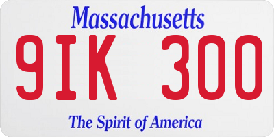 MA license plate 9IK300