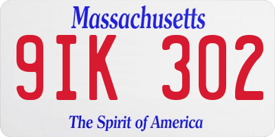MA license plate 9IK302
