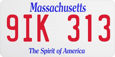 MA license plate 9IK313