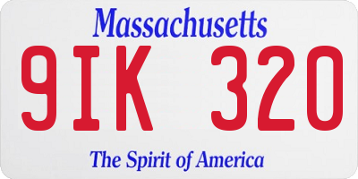 MA license plate 9IK320