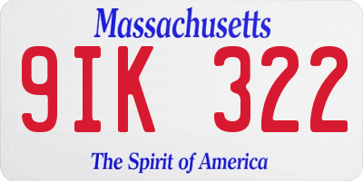 MA license plate 9IK322