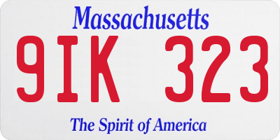 MA license plate 9IK323