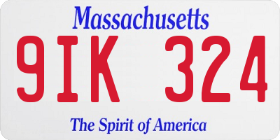 MA license plate 9IK324