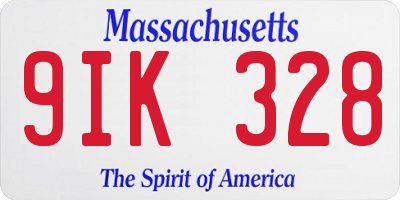MA license plate 9IK328