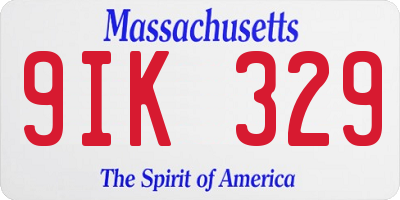 MA license plate 9IK329