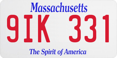 MA license plate 9IK331