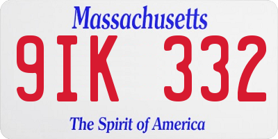 MA license plate 9IK332