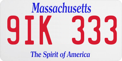 MA license plate 9IK333