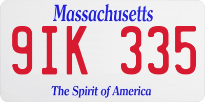 MA license plate 9IK335
