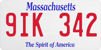 MA license plate 9IK342