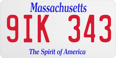 MA license plate 9IK343